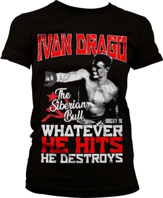 Rocky IV Ivan Drago The Siberian Bull Girly Tee Damen T-Shirt Black