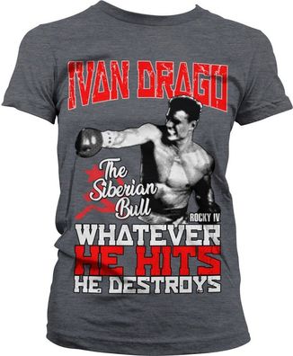 Rocky IV Ivan Drago The Siberian Bull Girly Tee Damen T-Shirt Dark-Heather