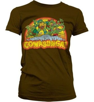 Teenage Mutant Ninja Turtles TMNT Cowabunga Girly T-Shirt Damen Brown