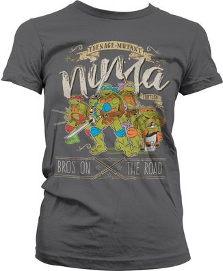 Teenage Mutant Ninja Turtles TMNT Bros On The Road Girly Tee Damen T-Shirt Dark-Grey