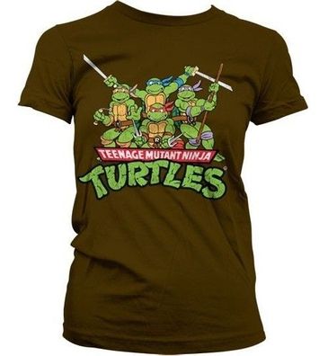 Teenage Mutant Ninja Turtles Turtles Distressed Group Girly T-shirt Damen Brown