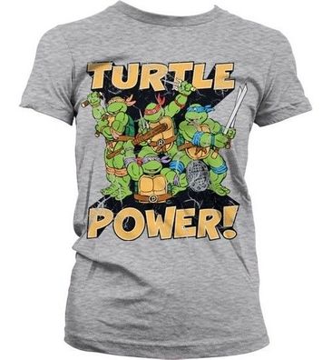 Teenage Mutant Ninja Turtles TMNT Turtle Power! Girly T-Shirt Damen Heather-Grey