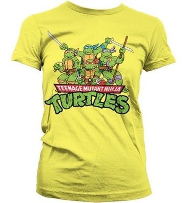 Teenage Mutant Ninja Turtles Turtles Distressed Group Girly T-shirt Damen Yellow