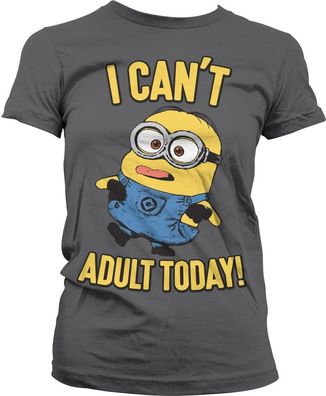 Minions I Can't Adult Today Girly Tee Damen T-Shirt Dark-Grey