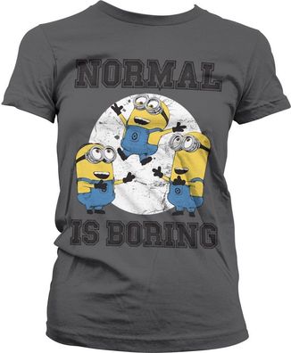 Minions Normal Life Is Boring Girly Tee Damen T-Shirt Dark-Grey