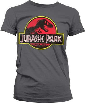 Jurassic Park Distressed Logo Girly Tee Damen T-Shirt Dark-Grey