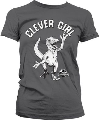 Jurassic Park Clever Girl Girly Tee Damen T-Shirt Dark-Grey