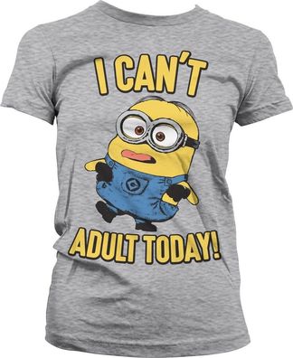 Minions I Can't Adult Today Girly Tee Damen T-Shirt Heather-Grey