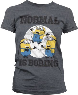 Minions Normal Life Is Boring Girly Tee Damen T-Shirt Dark-Heather