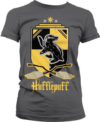 Harry Potter Hufflepuff Girly Tee Damen T-Shirt Dark-Grey