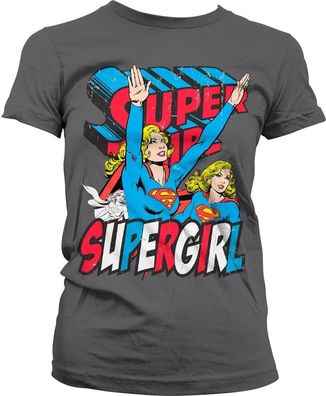 Supergirl Girly Tee Damen T-Shirt Dark-Grey