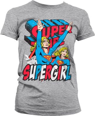 Supergirl Girly Tee Damen T-Shirt Heather-Grey