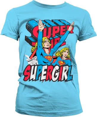 Supergirl Girly Tee Damen T-Shirt Skyblue