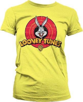 Looney Tunes Distressed Logo Girly Tee Damen T-Shirt Yellow