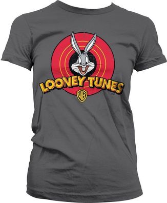 Looney Tunes Distressed Logo Girly Tee Damen T-Shirt Dark-Grey