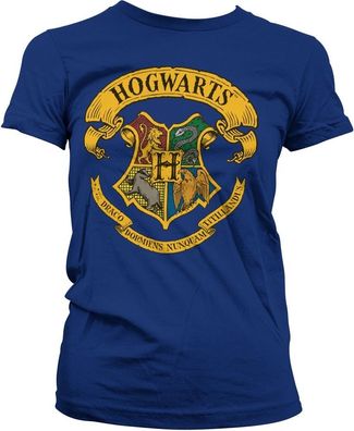 Harry Potter Hogwarts Crest Girly Tee Damen T-Shirt Navy