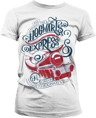 Harry Potter All Aboard The Hogwarts Express Girly Tee Damen T-Shirt White