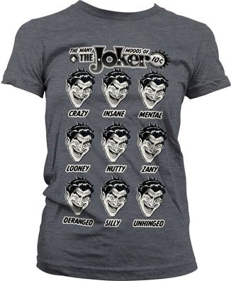 Batman The Many Moods Of The Joker Girly Tee Damen T-Shirt Dark-Heather