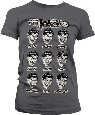 Batman The Many Moods Of The Joker Girly Tee Damen T-Shirt Dark-Grey