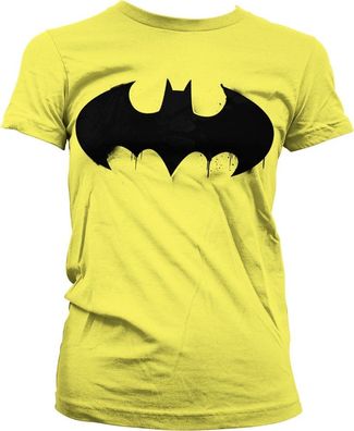 Batman Inked Logo Girly Tee Damen T-Shirt Yellow