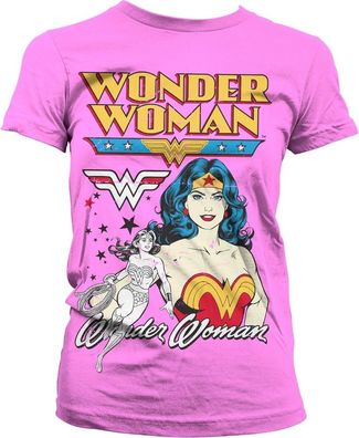 Posing Wonder Woman Girly Tee Damen T-Shirt Pink