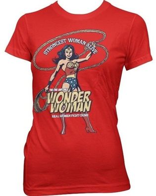 Wonder Woman Strongest Woman Alive Girly Tee Damen T-Shirt Red