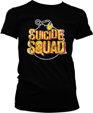 Suicide Squad Bomb Logo Girly Tee Damen T-Shirt Black