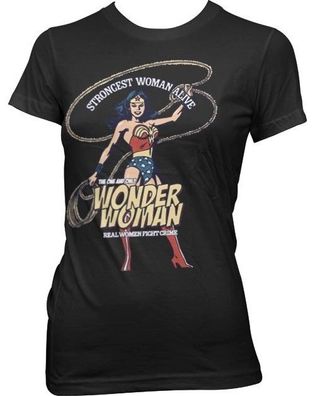 Wonder Woman Strongest Woman Alive Girly Tee Damen T-Shirt Black