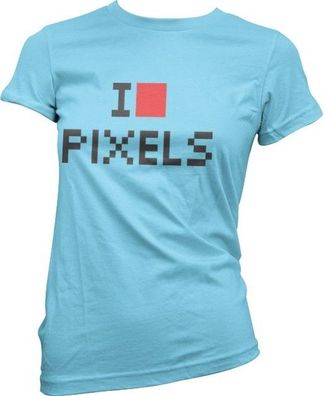 Hybris I Love Pixels Girly Tee Damen T-Shirt Skyblue