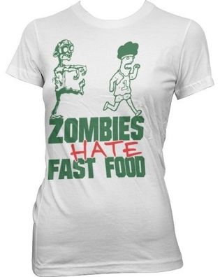 Hybris Zombies Hate Fast Food Girly Tee Damen T-Shirt White