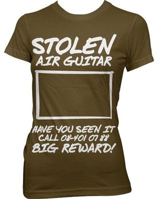 Hybris Stolen Air Guitar! Girly Tee Damen T-Shirt Brown