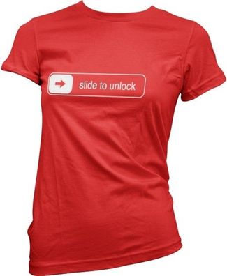 Hybris Slide To Unlock Girly Tee Damen T-Shirt Red