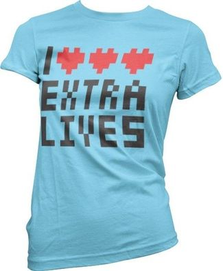 Hybris I Love Extra Lives Girly Tee Damen T-Shirt Skyblue