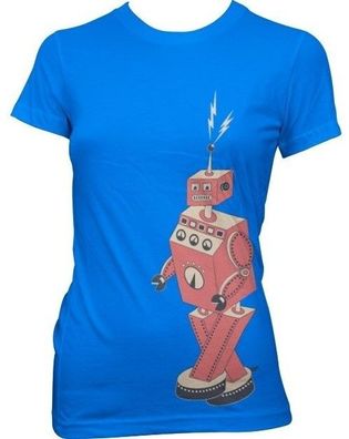Hybris Retro Robotwalk Girly Tee Damen T-Shirt Blue