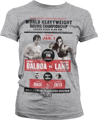 Rocky World Heavyweight Post Girly Tee Damen T-Shirt Heather-Grey