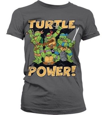 Teenage Mutant Ninja Turtles TMNT Turtle Power! Girly T-Shirt Damen Dark-Grey