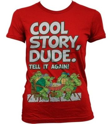 Teenage Mutant Ninja Turtles TMNT Cool Story Dude Girly Tee Damen T-Shirt Red