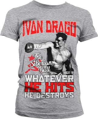Rocky IV Ivan Drago The Siberian Bull Girly Tee Damen T-Shirt Heather-Grey