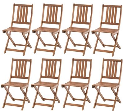 8x Balkonstühle 85cm Gartenstühle Akazie Holz Klappstuhl Holzstühle geölt braun