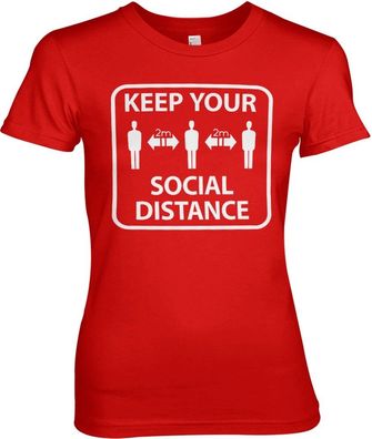 Hybris Keep Your Social Distance Girly Tee Damen T-Shirt Red