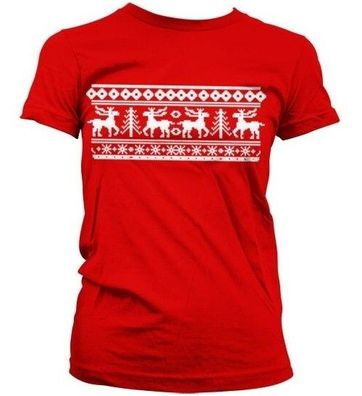 Hybris Scandinavian Christmas Girly Tee Damen T-Shirt Red