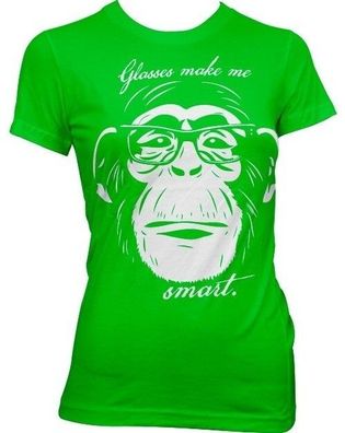 Hybris Glasses Makes Me Smart Girly Tee Damen T-Shirt Green