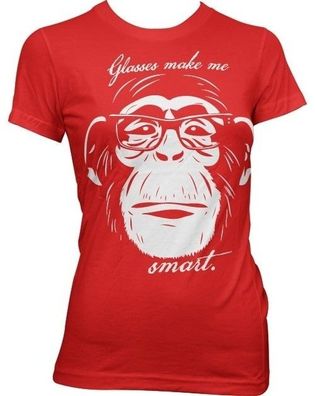 Hybris Glasses Makes Me Smart Girly Tee Damen T-Shirt Red