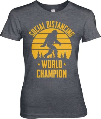 Hybris Social Distancing World Champion Girly Tee Damen T-Shirt Dark-Heather