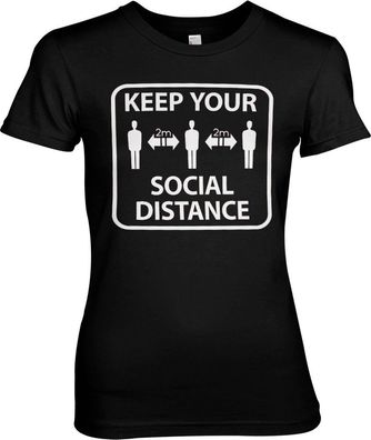 Hybris Keep Your Social Distance Girly Tee Damen T-Shirt Black