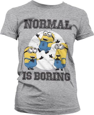 Minions Normal Life Is Boring Girly Tee Damen T-Shirt Heather-Grey