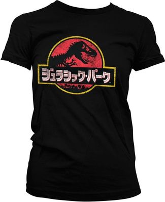 Jurassic Park Japanese Distressed Logo Girly Tee Damen T-Shirt Black
