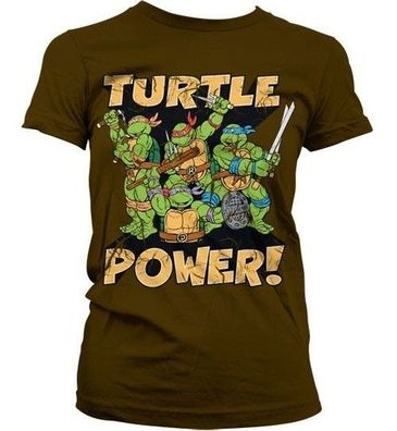 Teenage Mutant Ninja Turtles TMNT Turtle Power! Girly T-Shirt Damen Brown