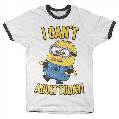 Minions I Can't Adult Today Ringer Tee Damen T-Shirt White-Black