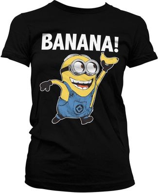 Minions Banana! Girly Tee Damen T-Shirt Black